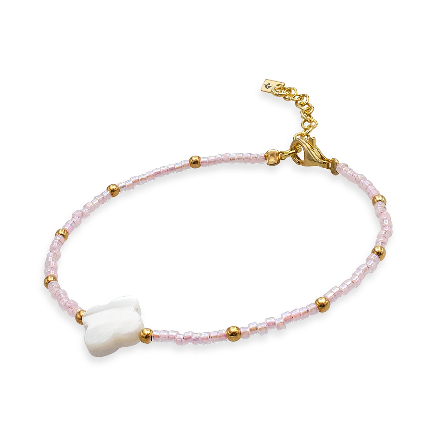 Bratara argint cu trifoi Pink Clover - placata aur galben 18K