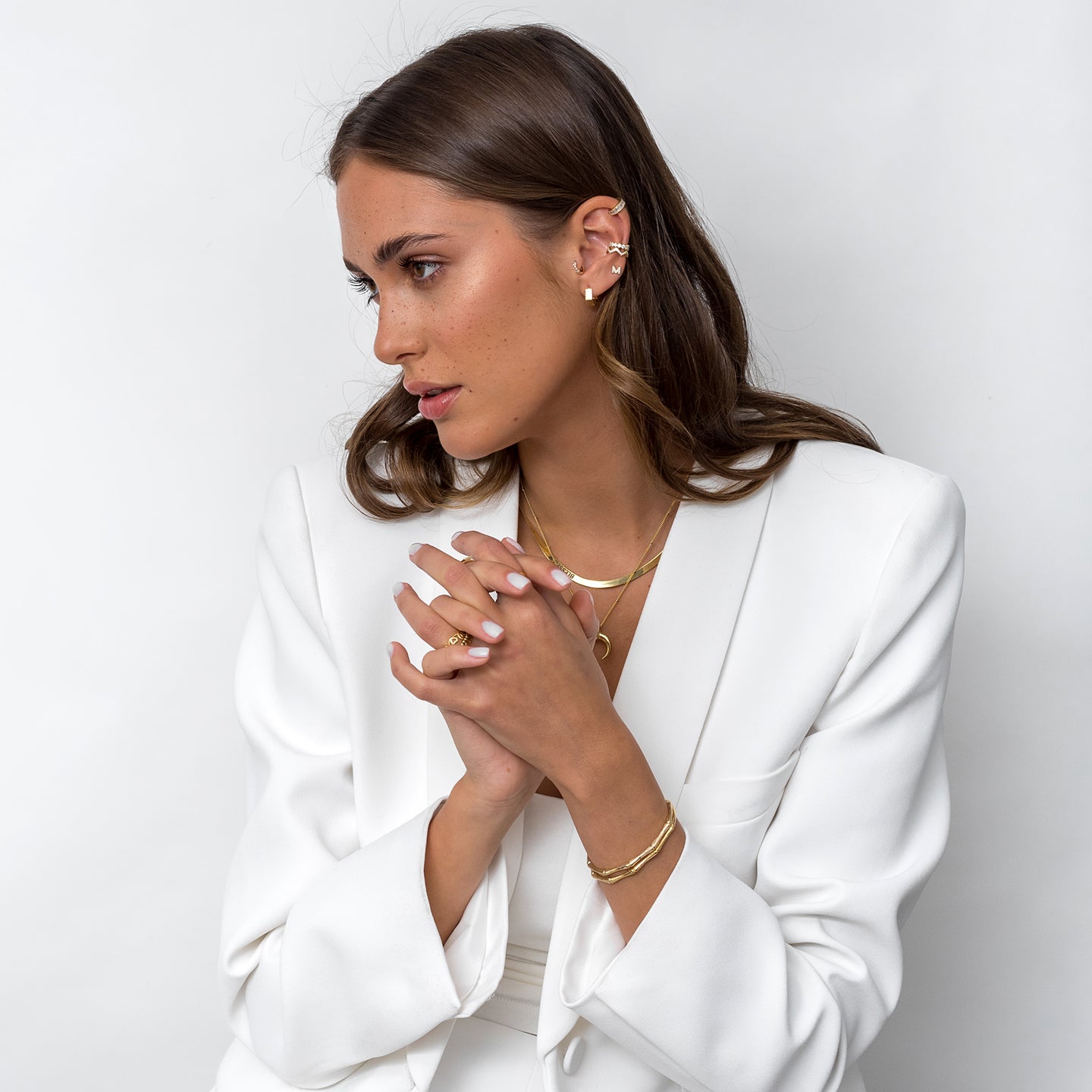Cercel ear cuff argint cu pietre Breathless