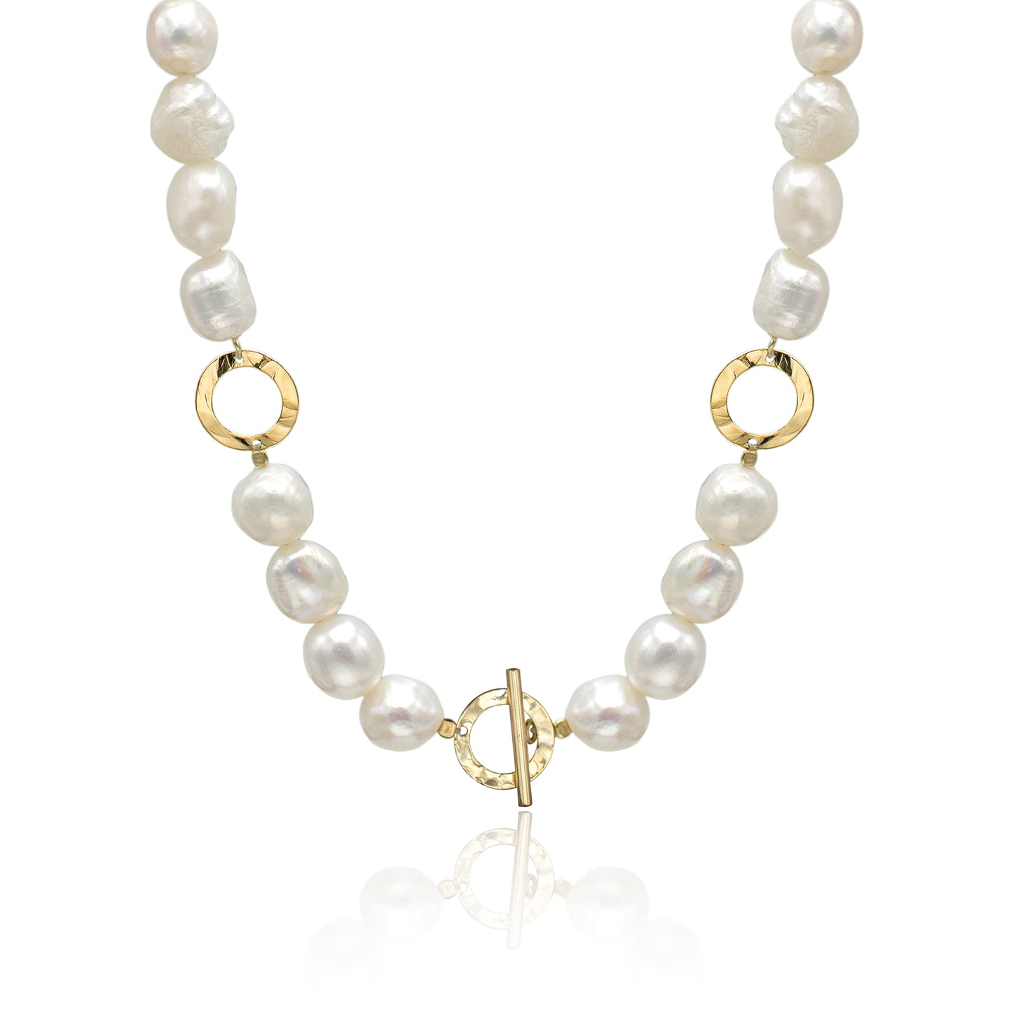 Colier perle argint Feminine Power - placat aur galben 18K