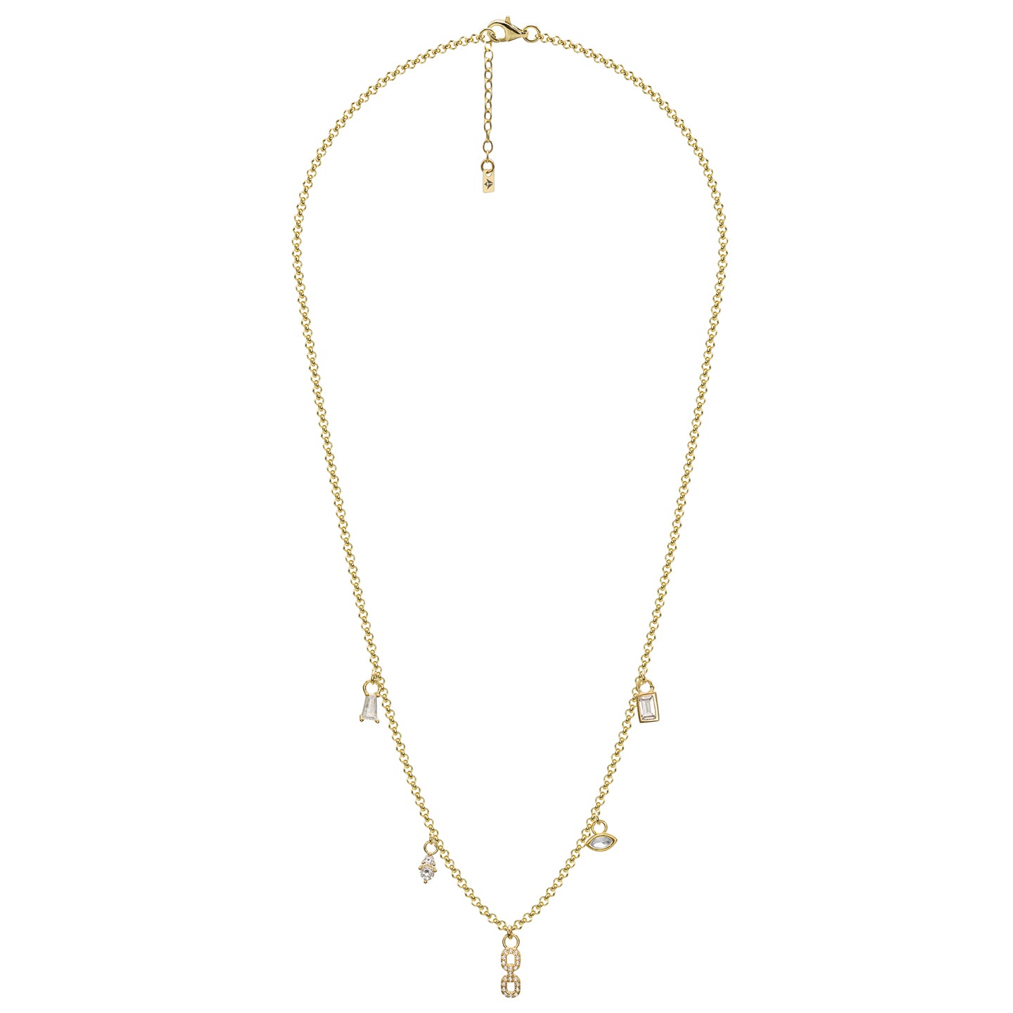 Lantisor argint cu pietre zirconiu Chemistry - placat aur galben 18K