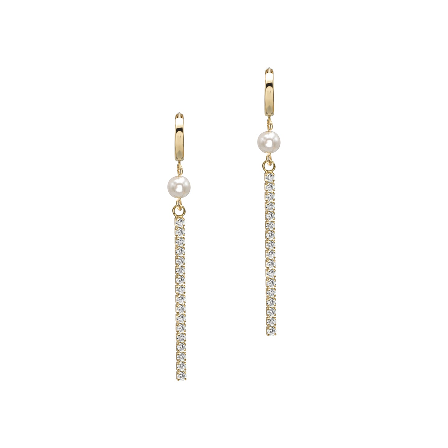 Cercei lungi argint cu pietre Astonishing - placati aur galben 18K