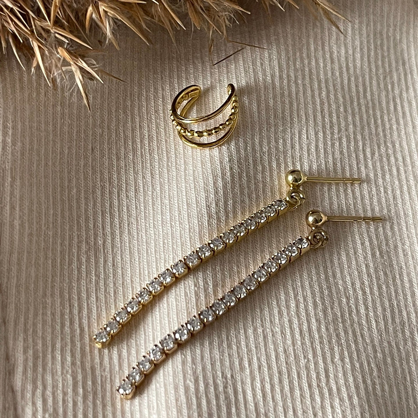Cercei argint cu pietre zirconiu Better Than Perfect - placati aur galben 18K
