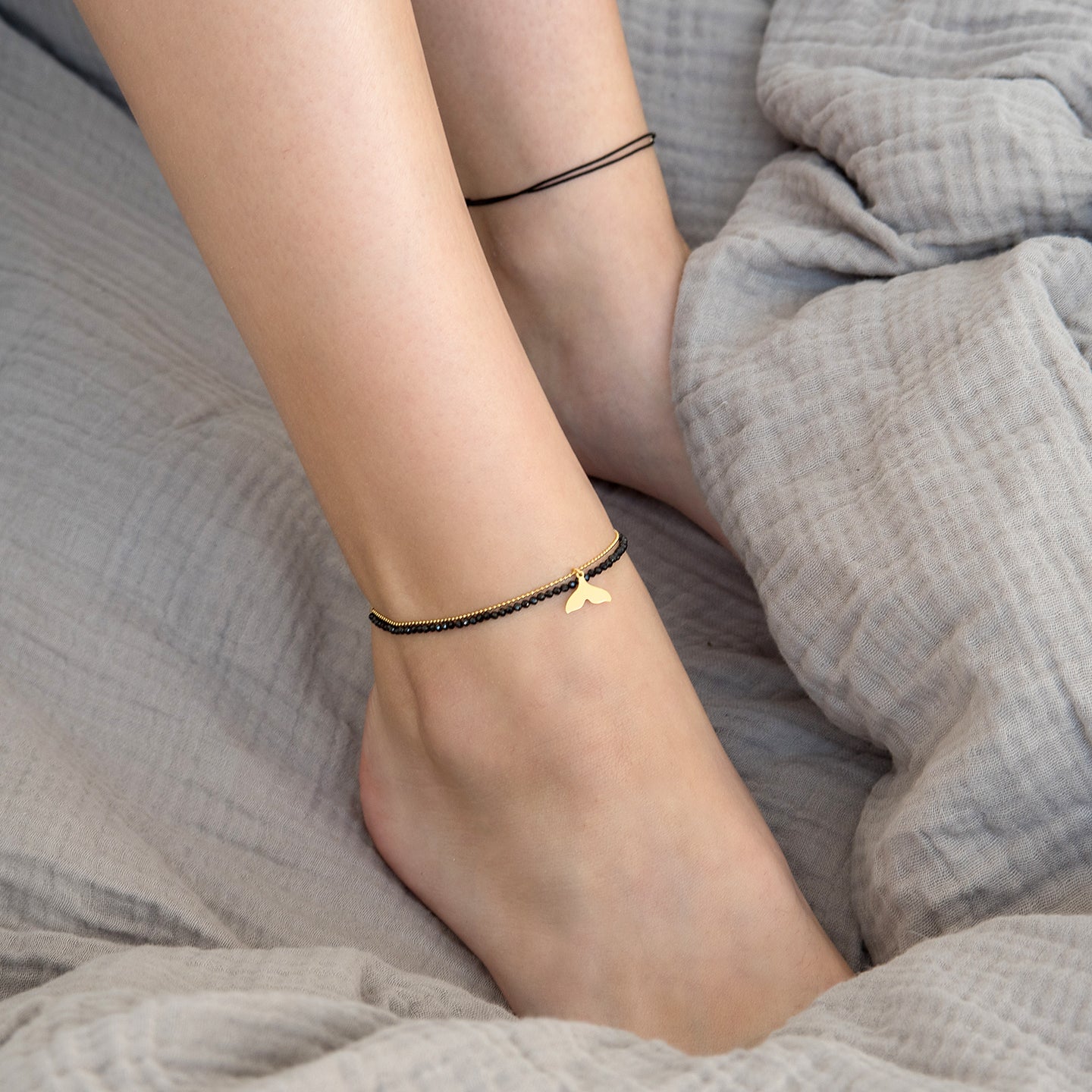 Bratara de picior Mermaid Touch - placata aur galben 18K