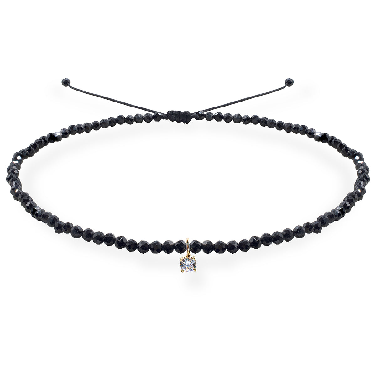 Bratara de picior cu pandantiv din aur si pietre negre Obsidian Kiss