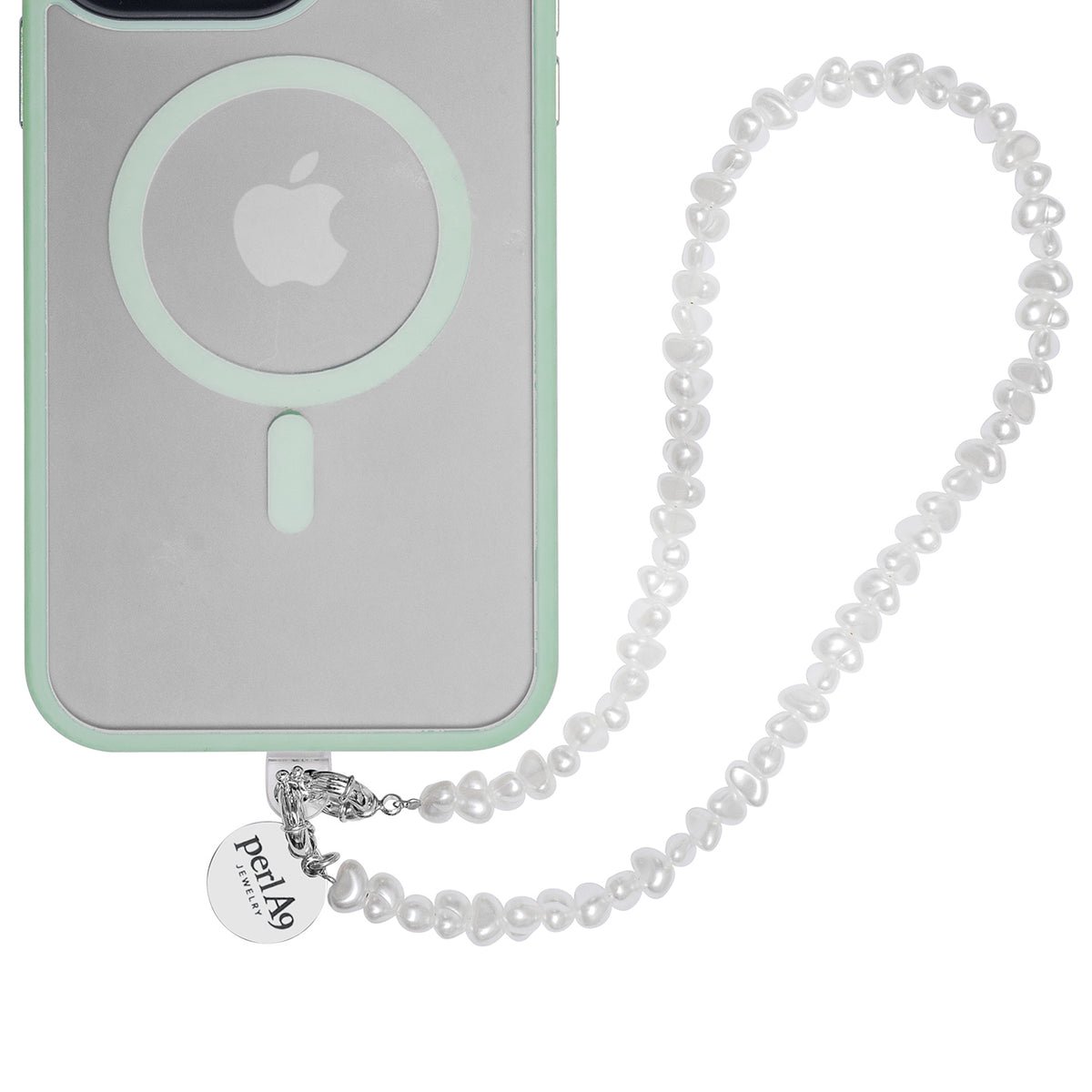 Perla9 Maner telefon / Colier THE TWIST accesoriu multifunctional din perle sintetice - placat cu argint