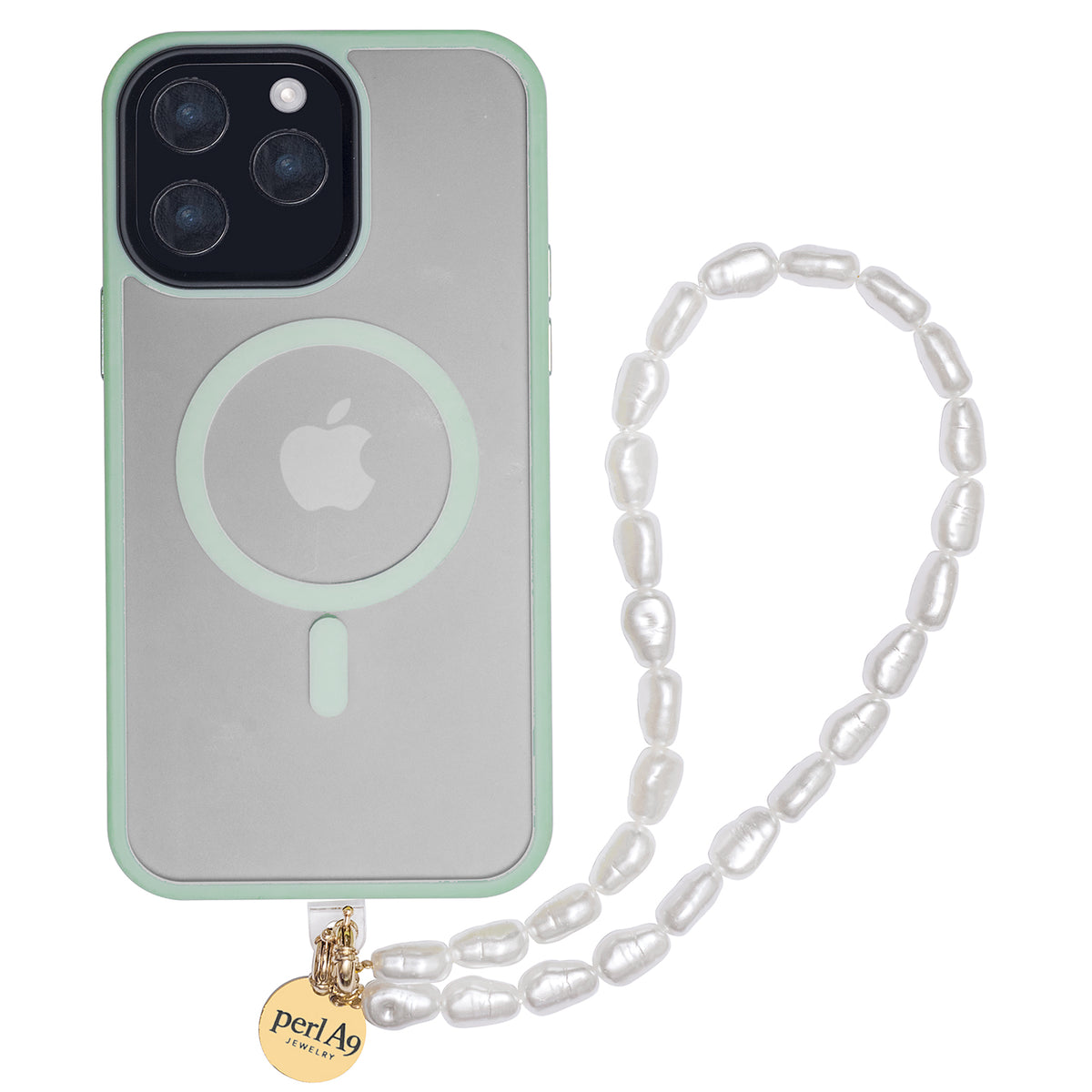 Perla9 Maner telefon / Colier THE ESSENTIAL accesoriu unisex multifunctional din perle sintetice - placat cu aur galben