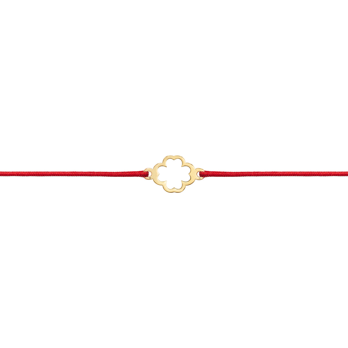 Bratara Martisor Argint 925, trifoi si snur rosu - placata aur galben 18K