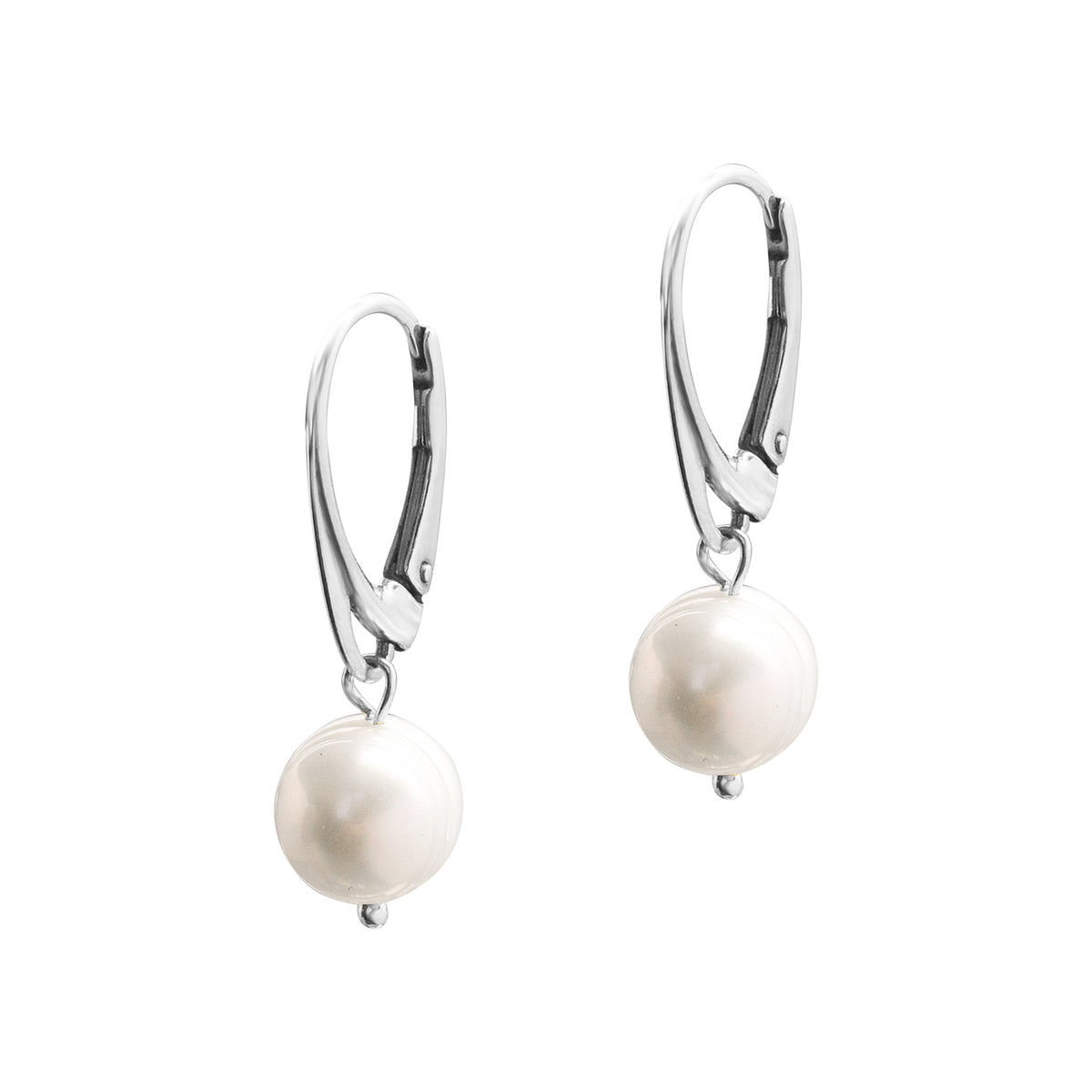 Cercei ovali cu carlig englezesc si perla naturala de cultura Pure Pearl