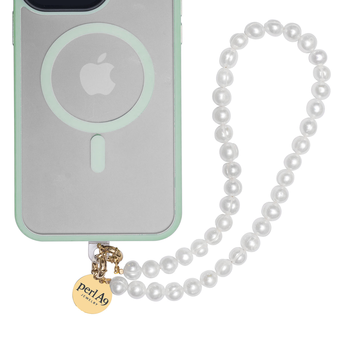 Perla9 Lant telefon / Colier / Curea THE NATURAL accesoriu multifunctional din perle de cultura - placat cu aur galben