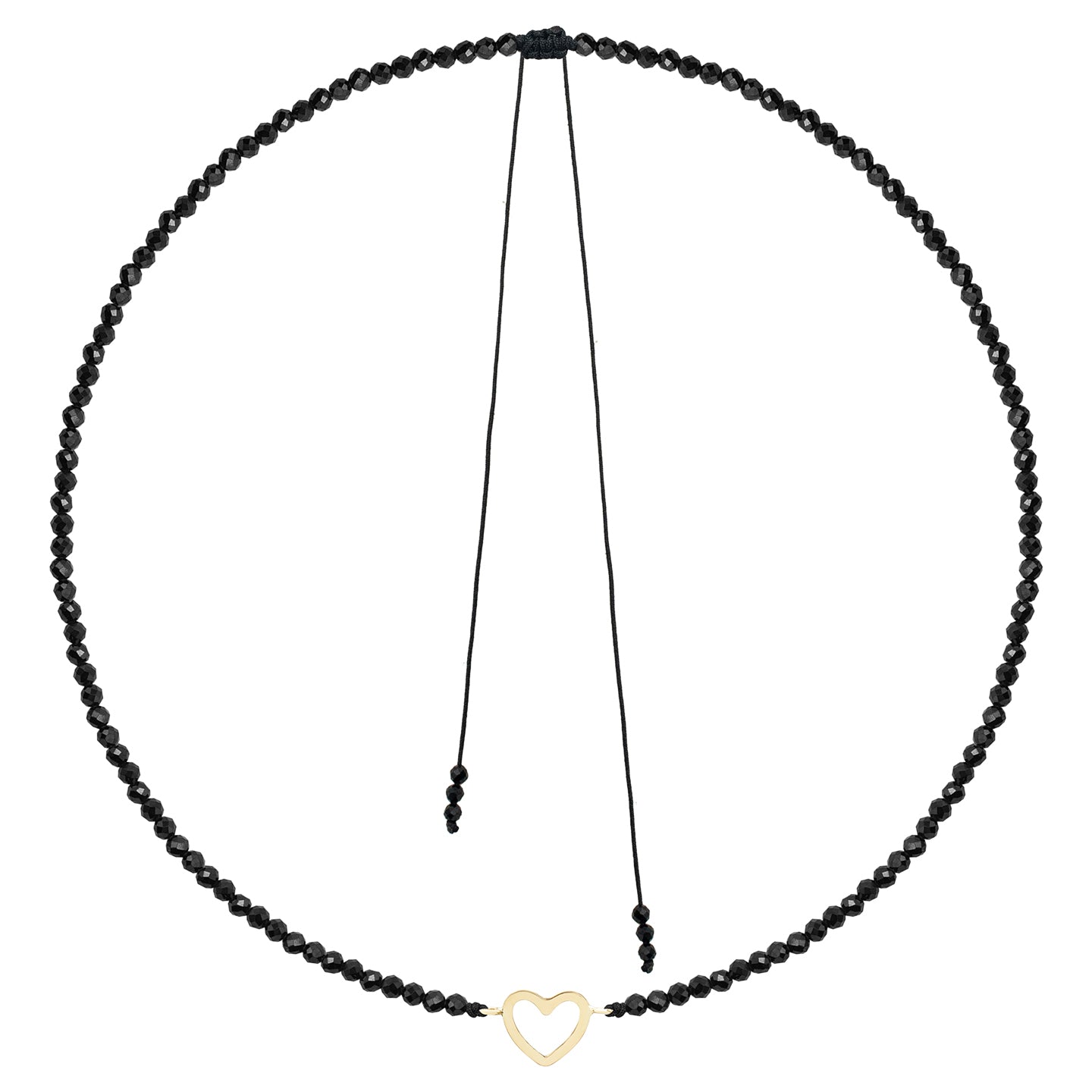 Colier reglabil Aur 14K Premium dama - snur, spinel si inima