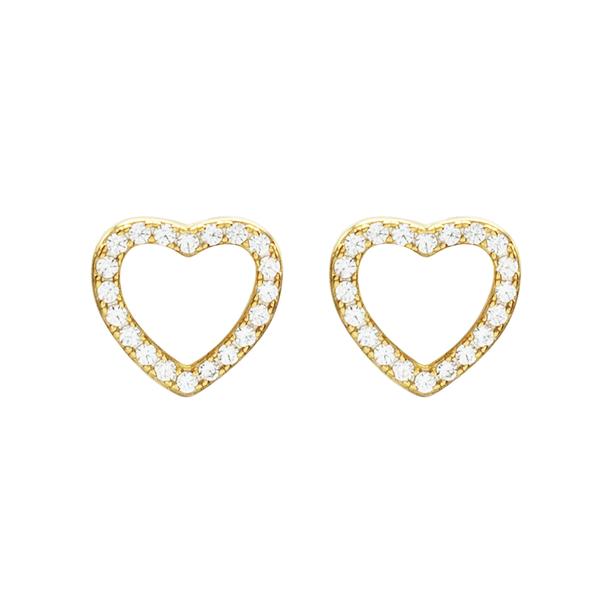 Cercei Argint 925 Premium dama - contur inima cu zirconii