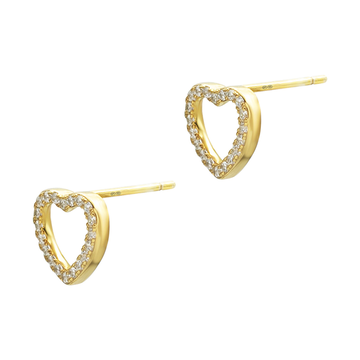 Cercei Argint 925 Premium dama - contur inima cu zirconii