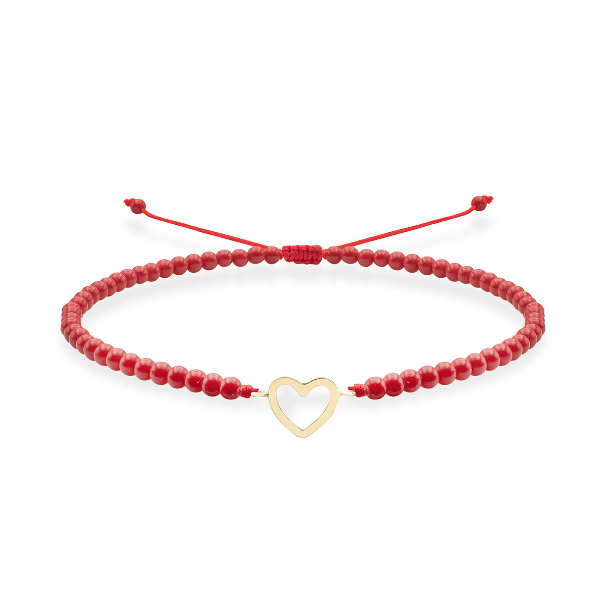 Bratara Aur 14K Premium dama - coral rosu si inima (14 mm)
