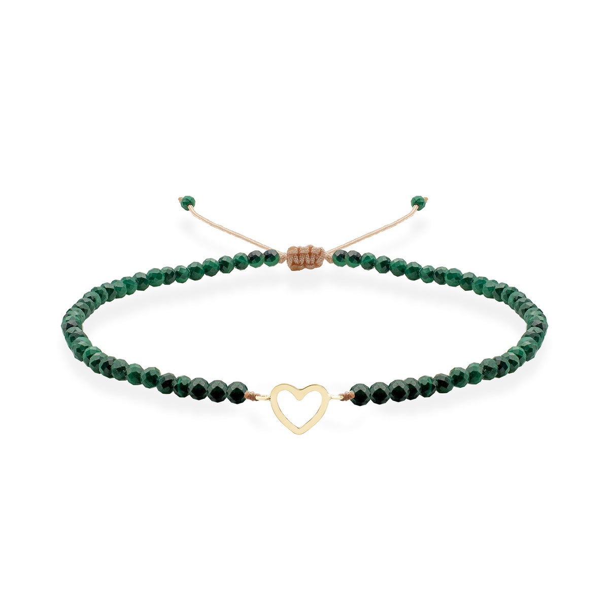 Bratara Aur 14K Premium dama - malachit si inima (14 mm)