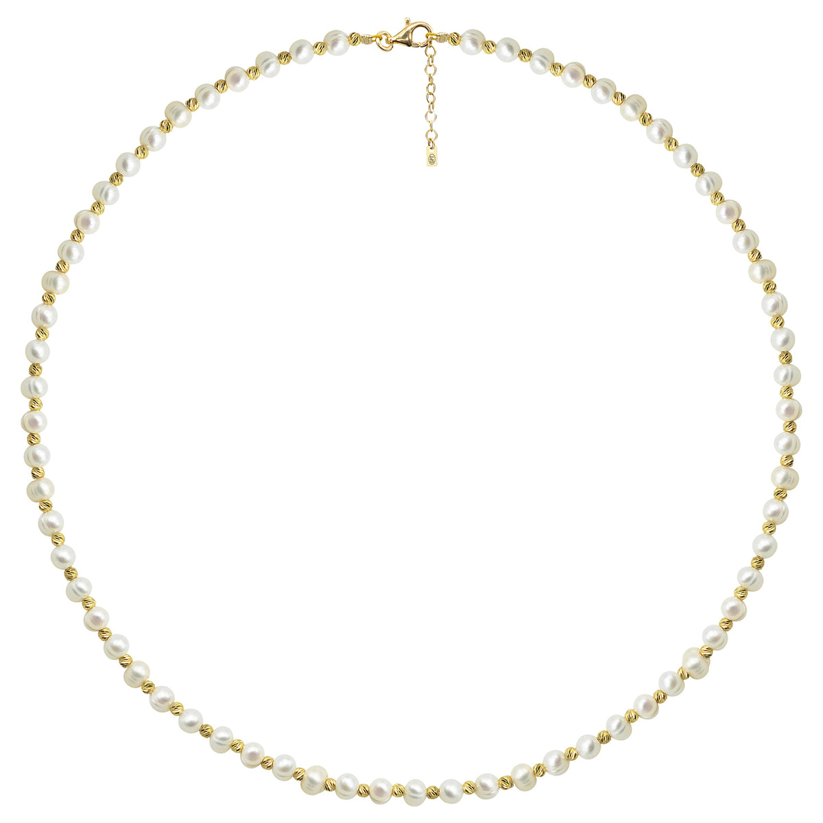 Colier Argint 925 Premium - bilute si perle de cultura - placat cu aur galben