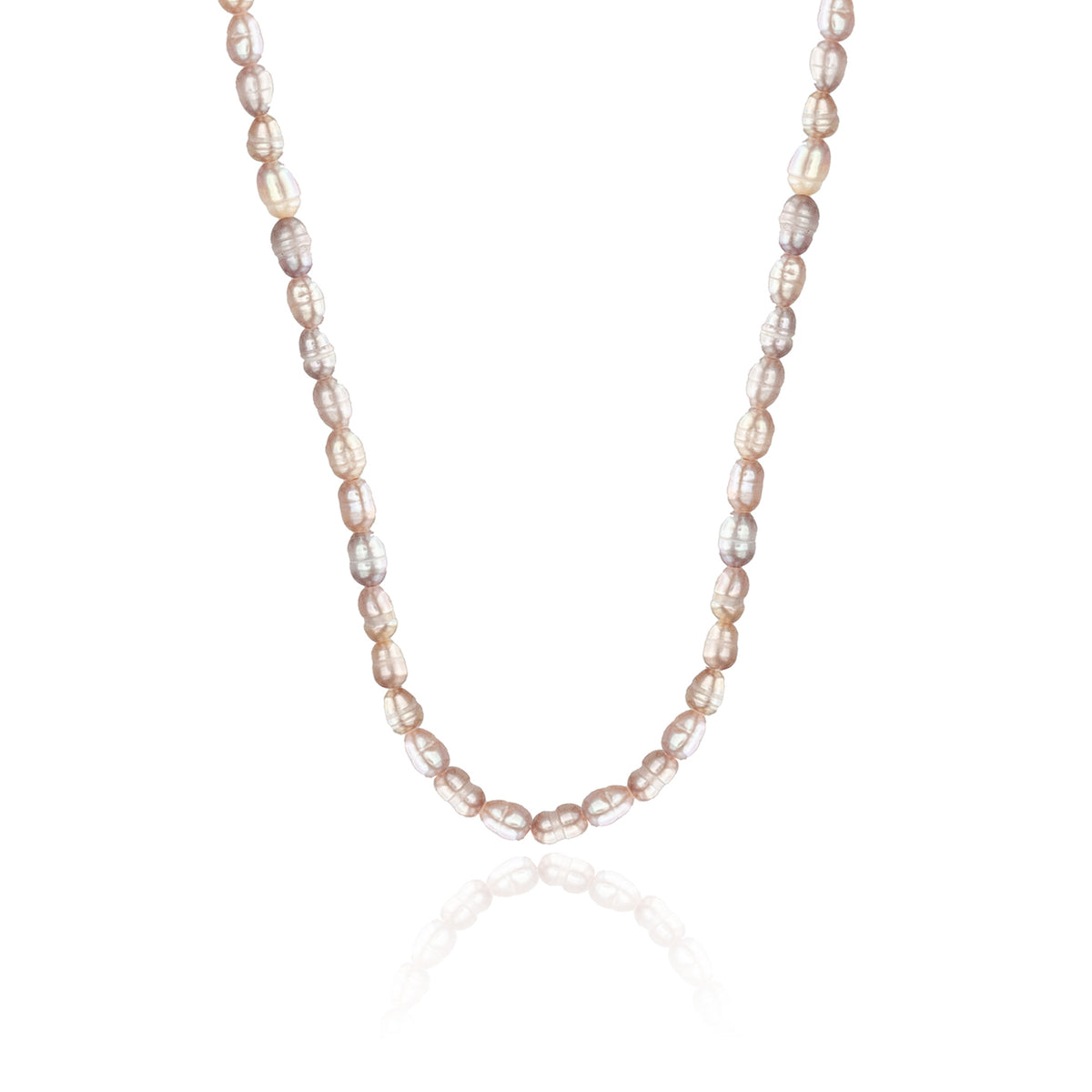 Colier Argint 925 Premium - perle de cultura roz - placat cu aur galben