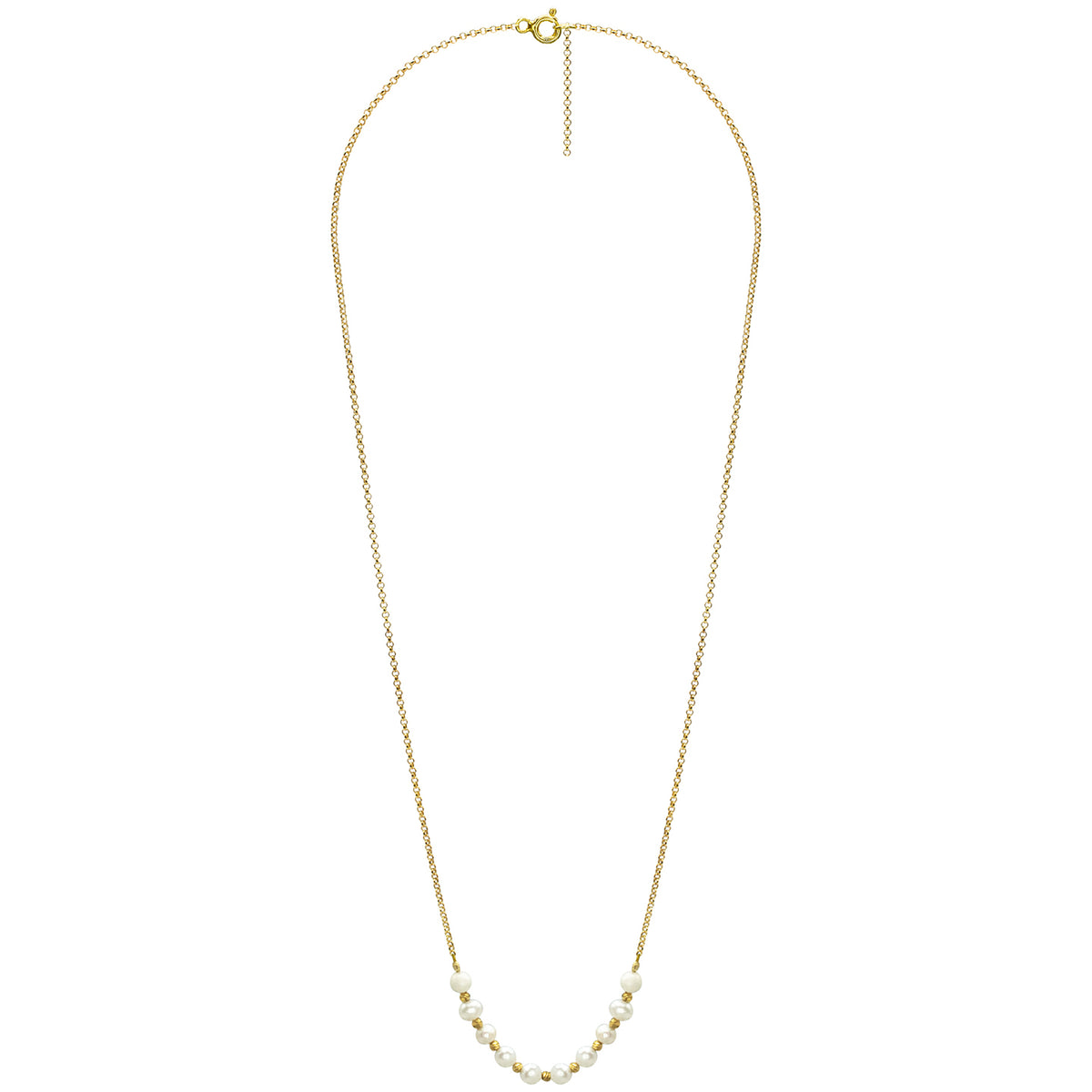 Lantisor Argint 925 Premium dama - bilute si perle de cultura - placat cu aur galben