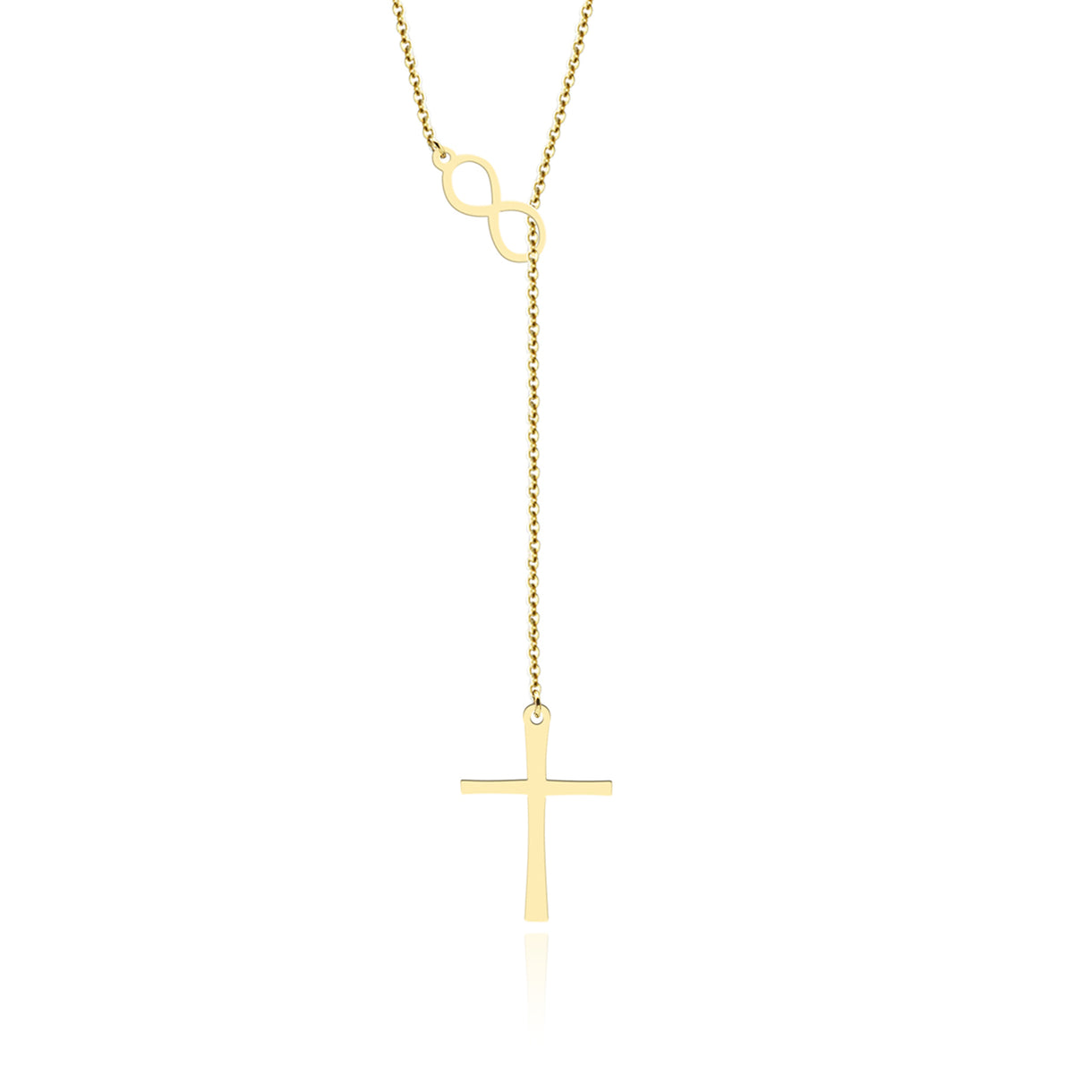 Lantisor Argint 925 Premium dama - infinit si cruce - placat cu aur galben