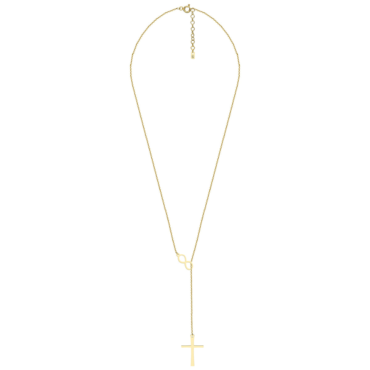 Lantisor Argint 925 Premium dama - infinit si cruce - placat cu aur galben