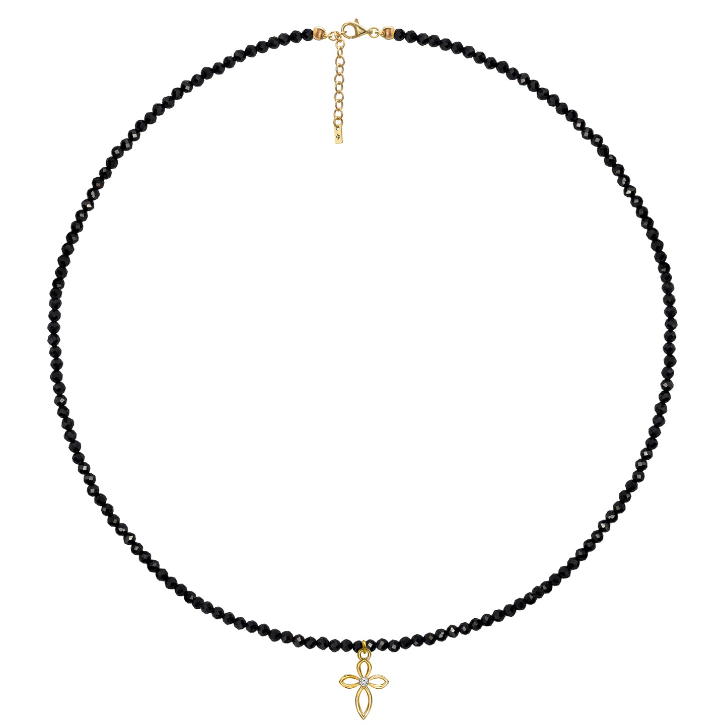 Colier spinel si cruce argint Celestial Cross - placat aur galben 18 K