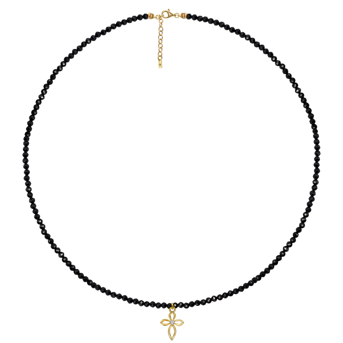 Colier spinel si cruce argint Celestial Cross - placat aur galben 18 K
