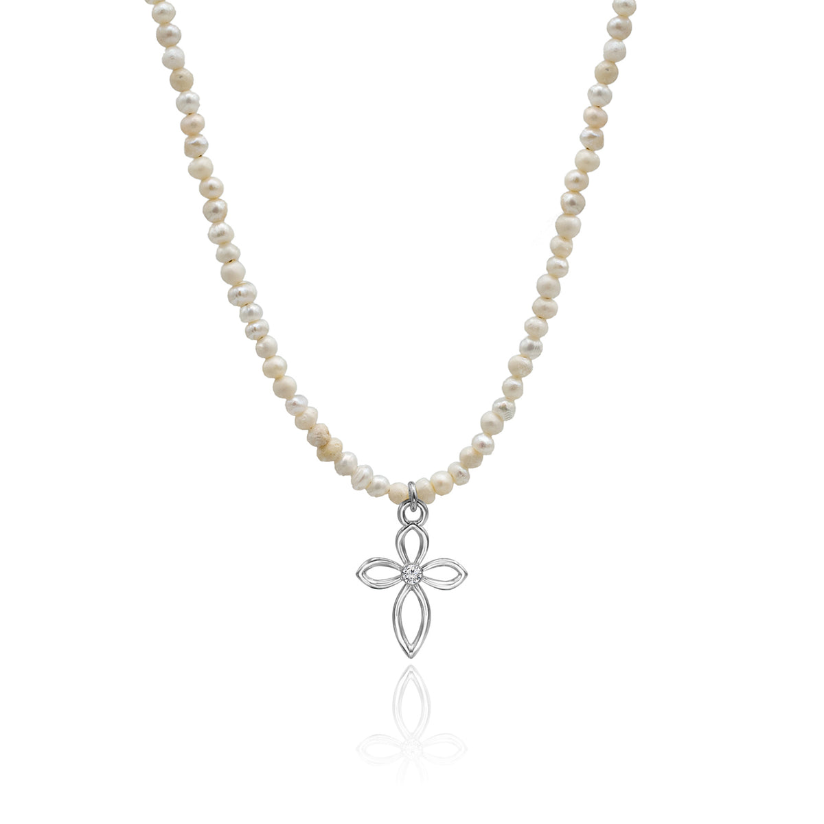 Colier perle si cruce argint Royal Pearl