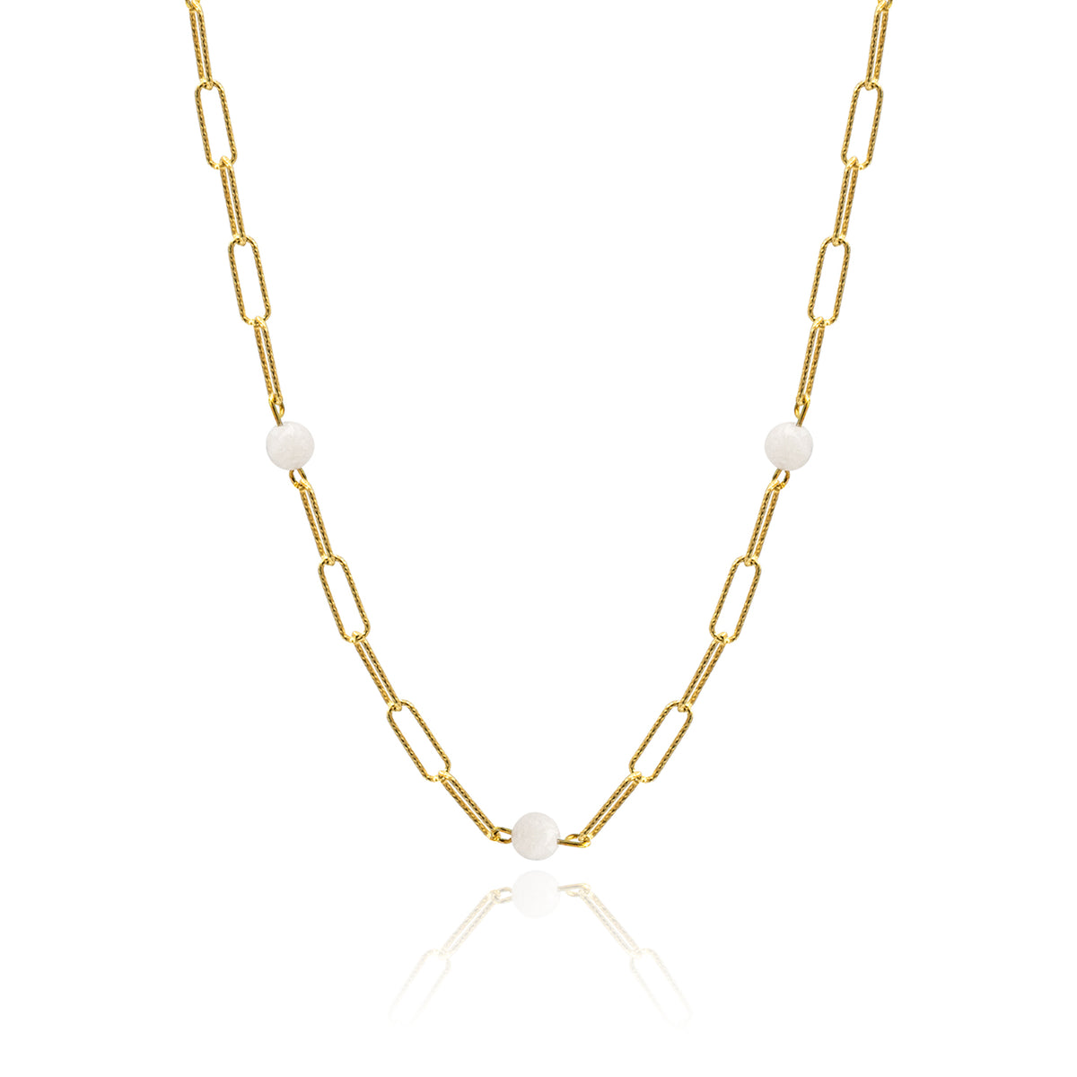 Lantisor argint cu pietre Moonlit Elegance - placat aur galben 18 K