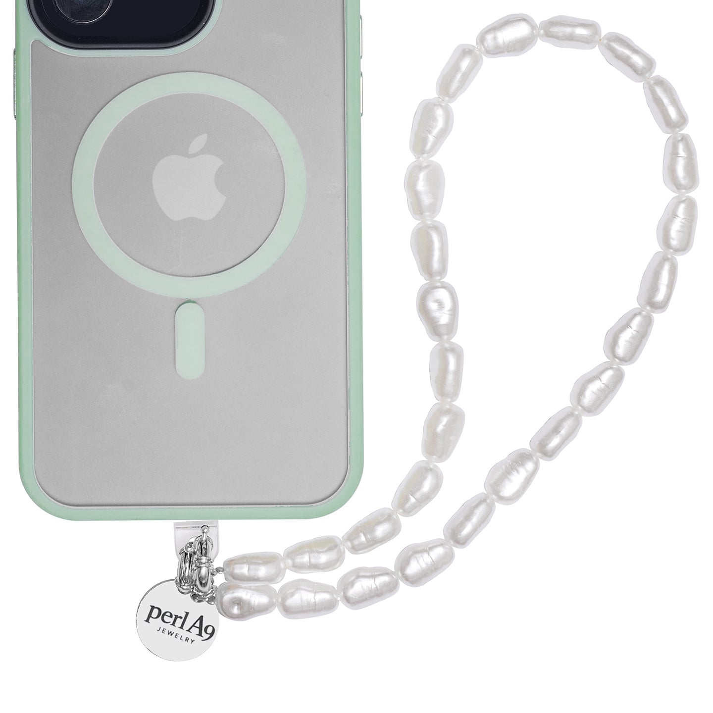 Perla9 Lant telefon / Colier / Curea THE ESSENTIAL accesoriu unisex multifunctional din perle sintetice - placat cu aur galben