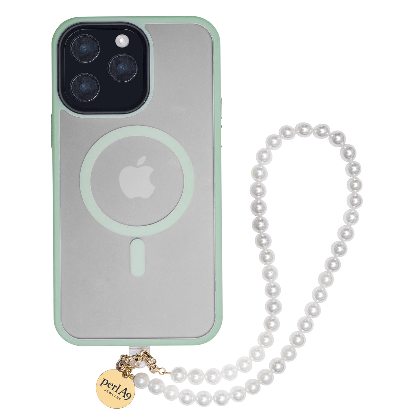Perla9 Lant telefon / Colier / Curea THE CLASSY accesoriu multifunctional din perle scoica - placat cu aur galben