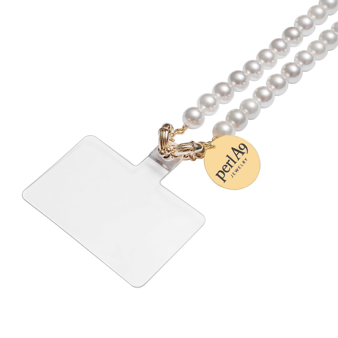 Perla9 Lant telefon / Colier / Curea THE CLASSY accesoriu multifunctional din perle scoica - placat cu aur galben