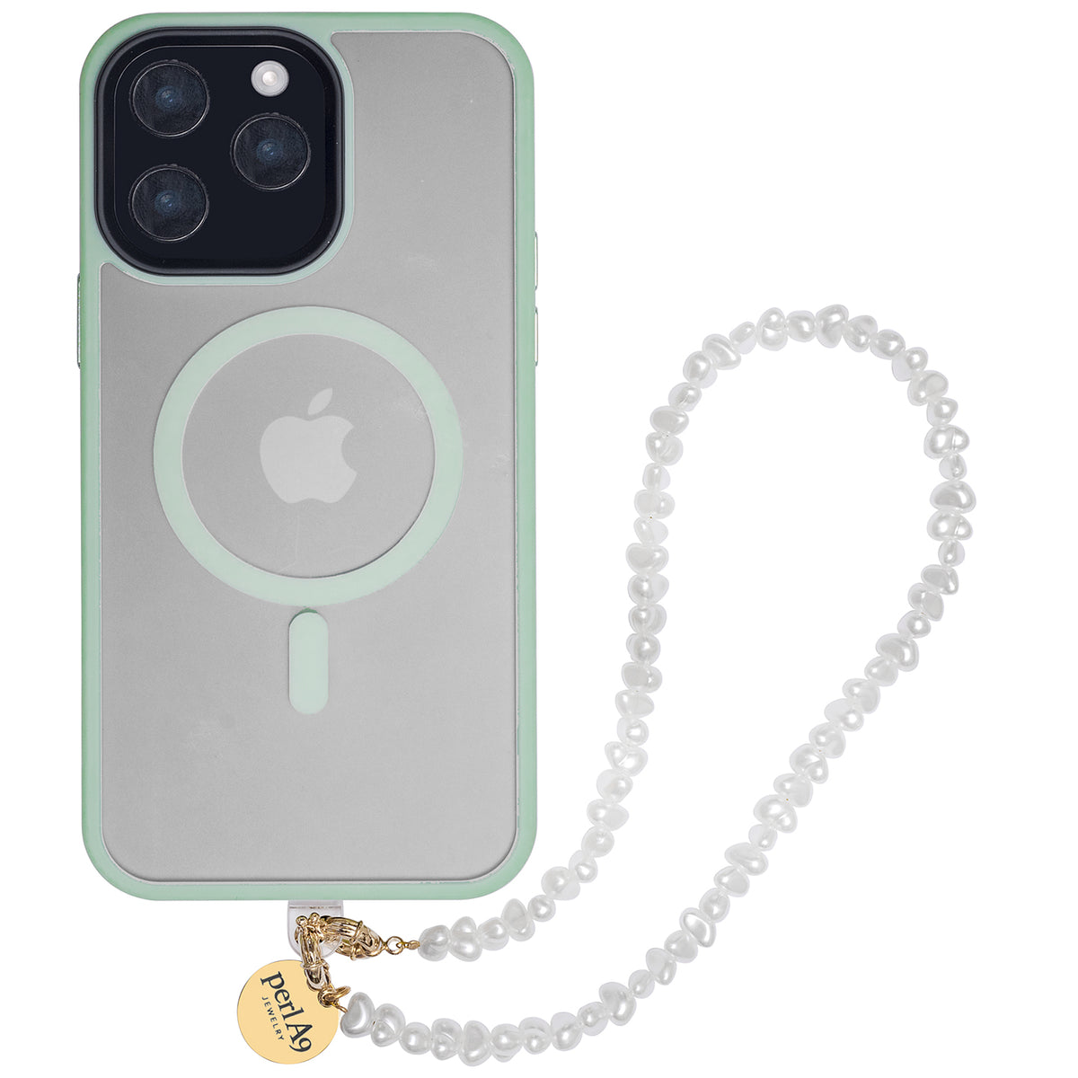 Perla9 Maner telefon / Colier THE TWIST accesoriu multifunctional din perle sintetice - placat cu aur galben