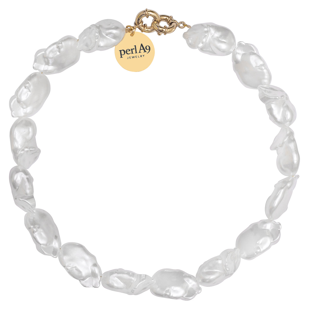 Perla9 Lant telefon / Colier / Curea THE CHUNKY accesoriu multifunctional din perle sintetice - placat cu aur galben