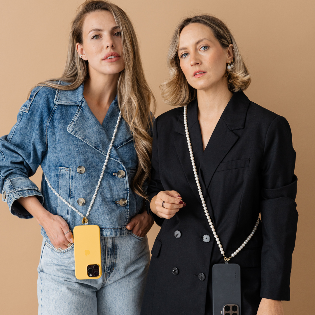 Perla9 Lant telefon / Colier / Curea THE NATURAL accesoriu multifunctional din perle de cultura - placat cu aur galben