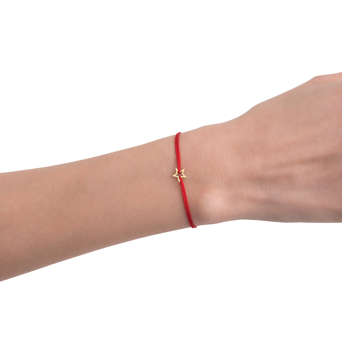 Bratara Martisor Aur 14K, snur rosu si stea