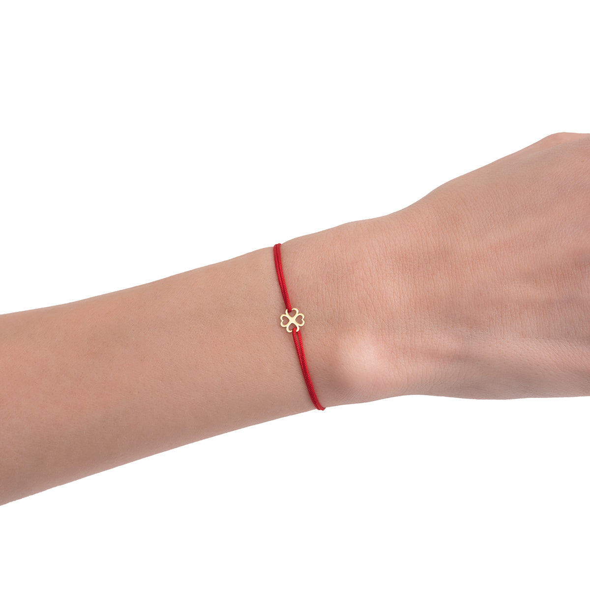 Bratara Aur 14K, snur rosu si trifoi
