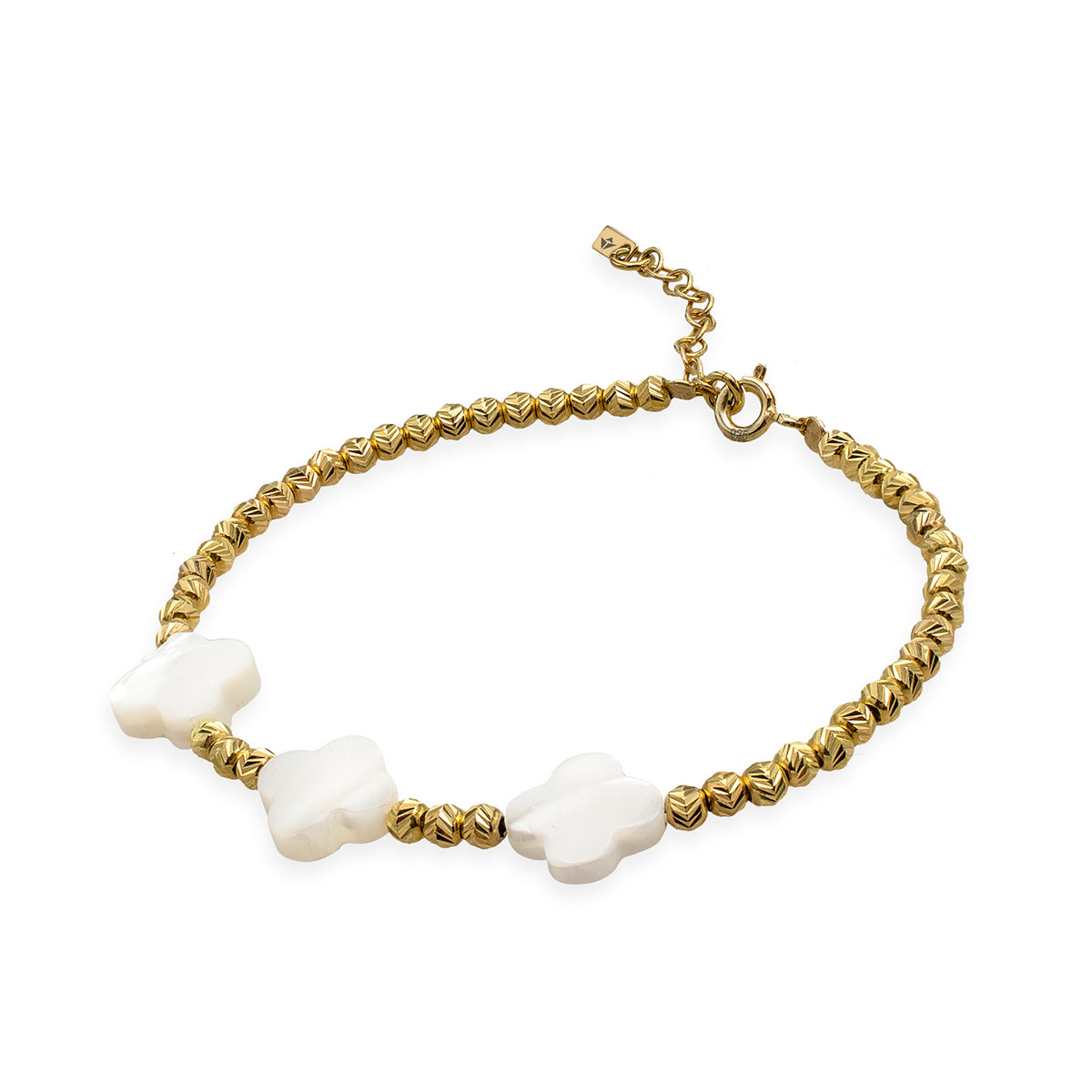 Bratara argint cu bilute Lucky Three - placata aur galben 18K