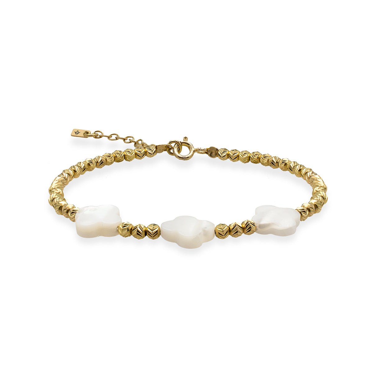 Bratara argint cu bilute Lucky Three - placata aur galben 18K