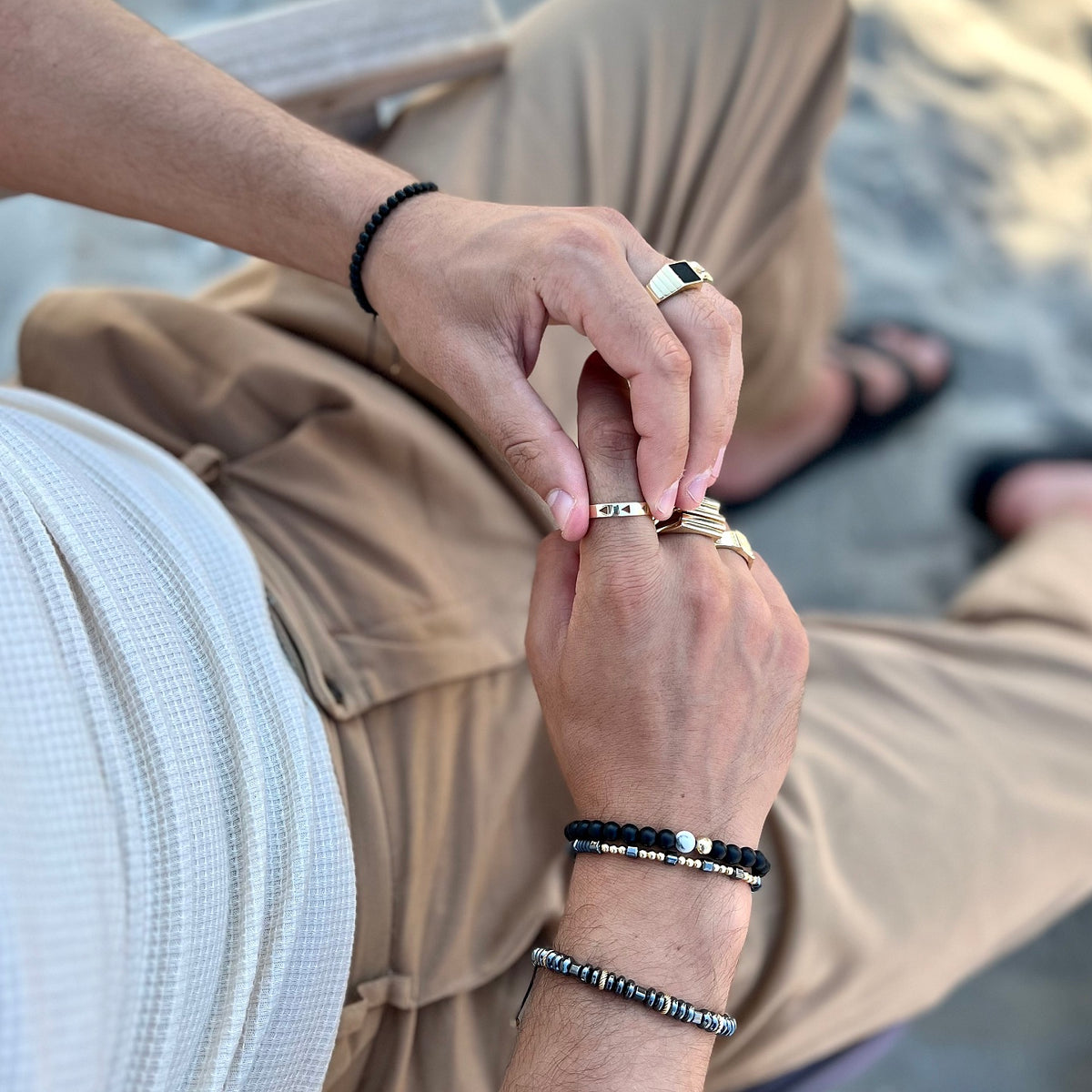 Bratara barbati cu pietre si argint Julian - placata aur galben 18K