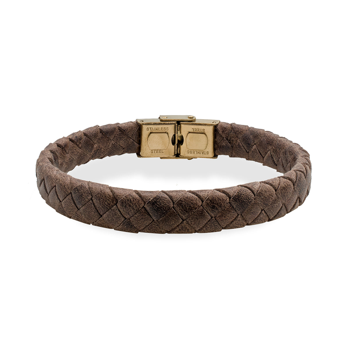Bratara barbati piele Carl - placata aur galben 18K