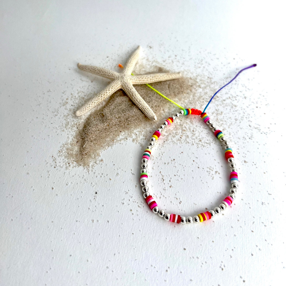Bratara de picior argint Multicolor Summer Edition