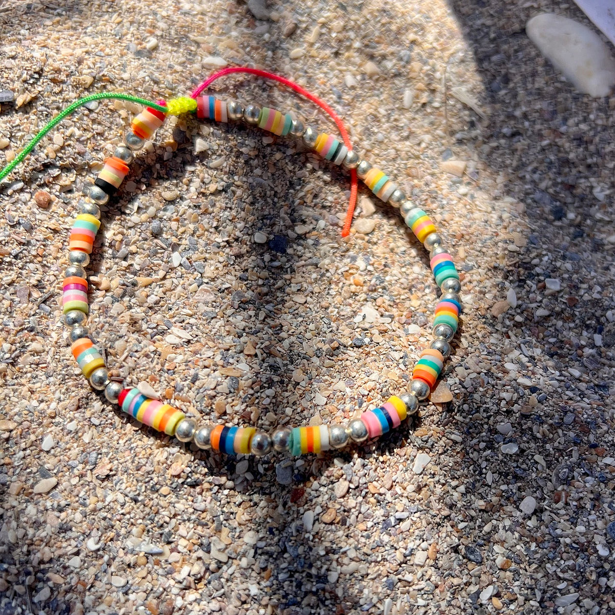 Bratara de picior argint Multicolor Summer Edition - placata aur galben 18K