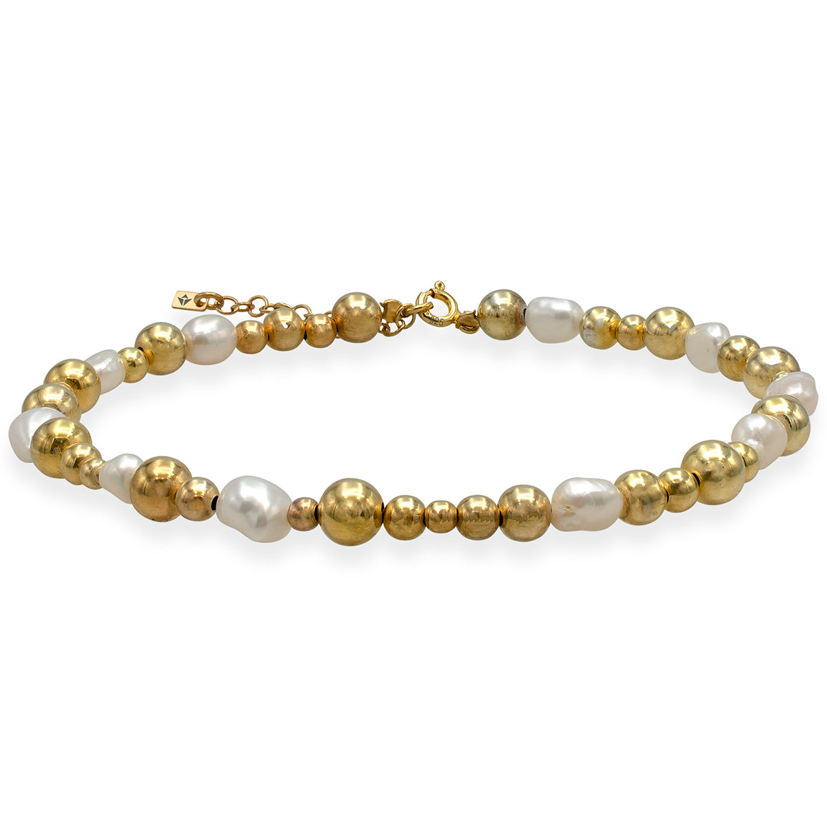 Bratara de picior argint cu perle Shallow - placata aur galben 18K