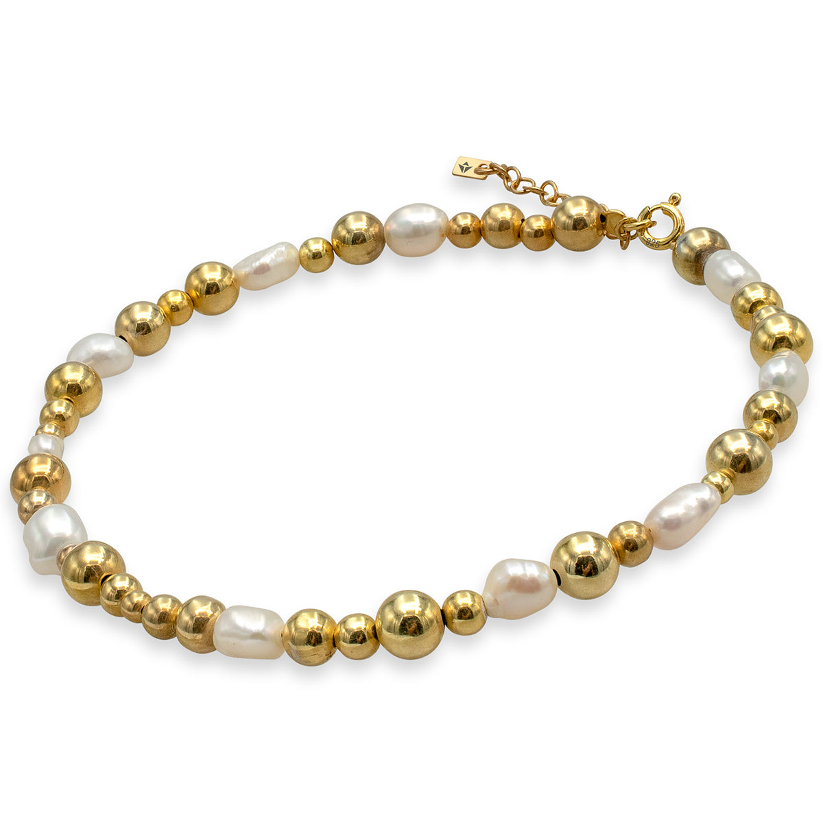 Bratara de picior argint cu perle Shallow - placata aur galben 18K