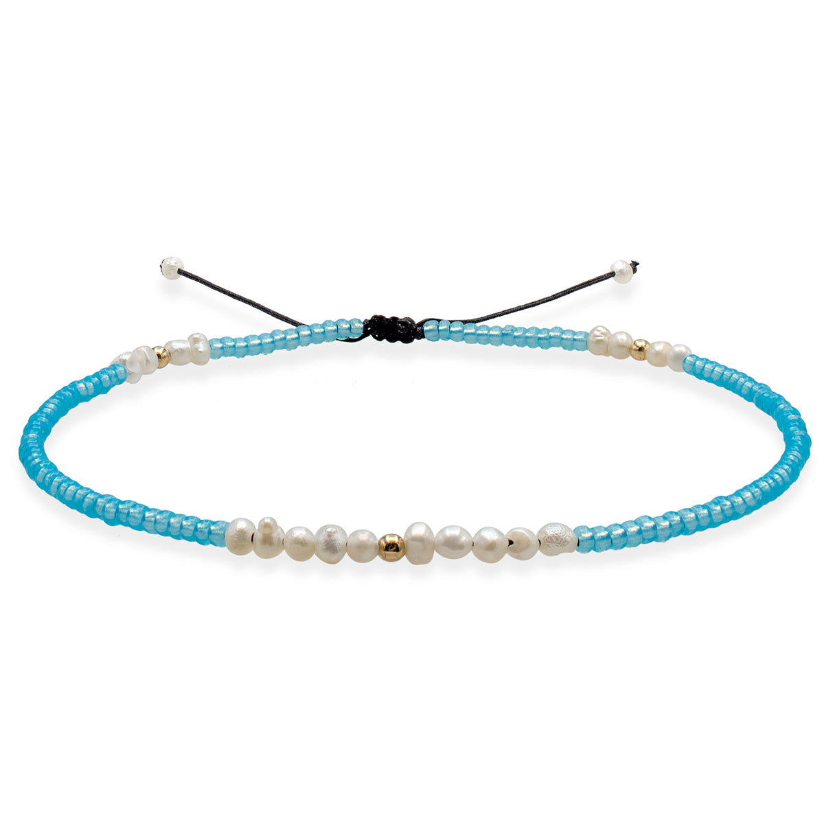 Bratara de picior argint cu perle Royals - placata aur galben 18K