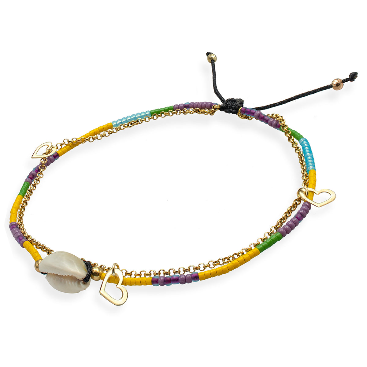 Bratara de picior argint cu scoica Heat Wave - placata aur galben 18K