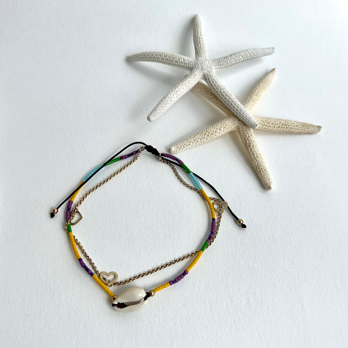Bratara de picior argint cu scoica Heat Wave - placata aur galben 18K