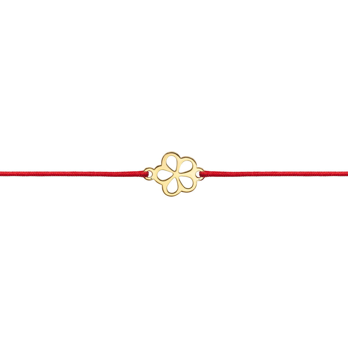 Bratara Martisor Argint 925, floare si snur rosu - placata aur galben 18K