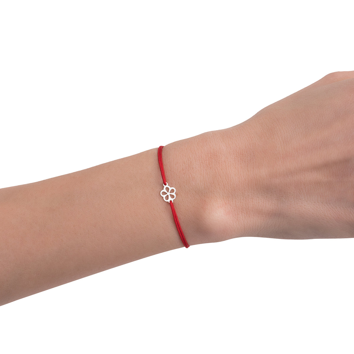 Bratara Martisor Argint 925, floare si snur rosu