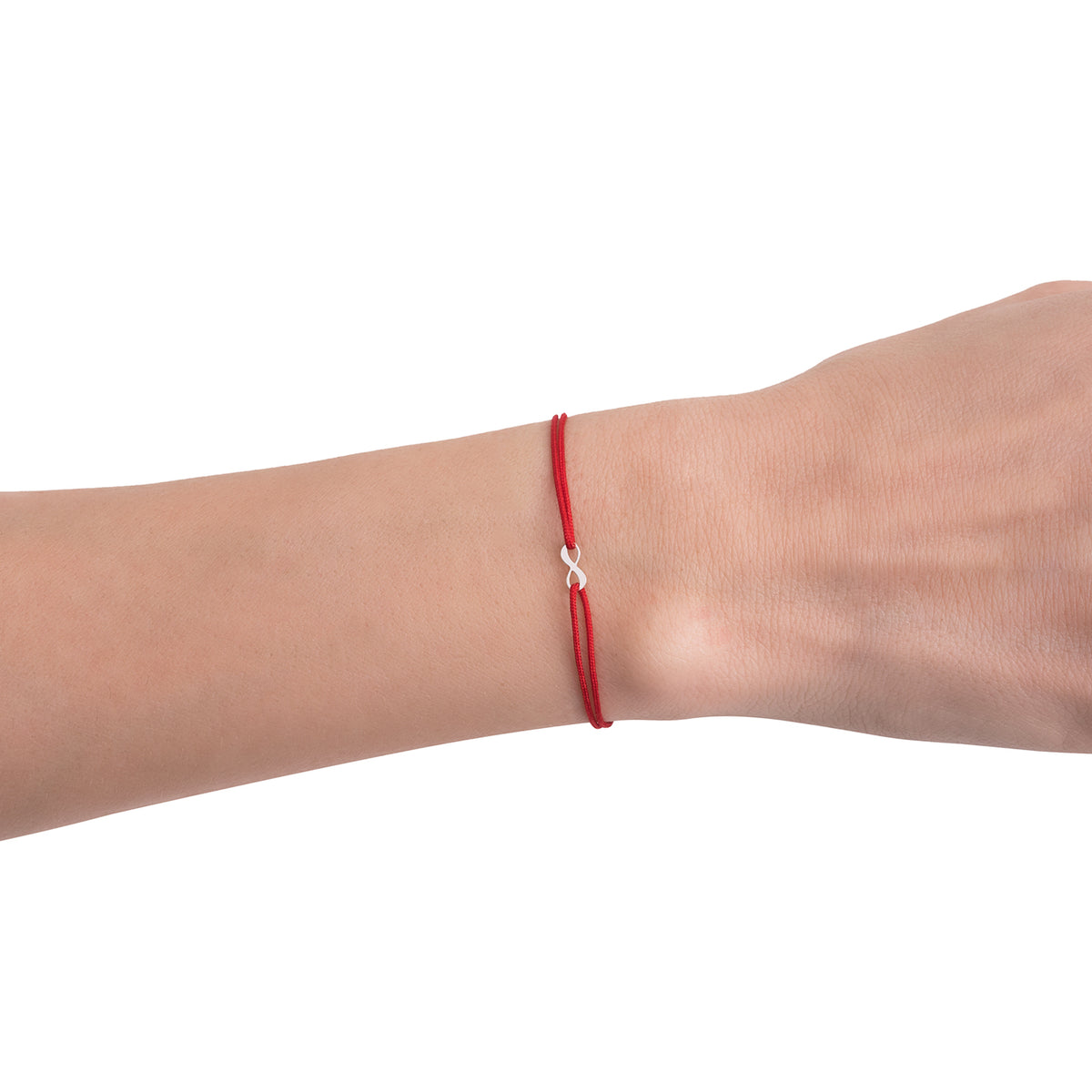 Bratara Martisor Argint 925, snur rosu si infinit simbol - placat cu aur galben 18K