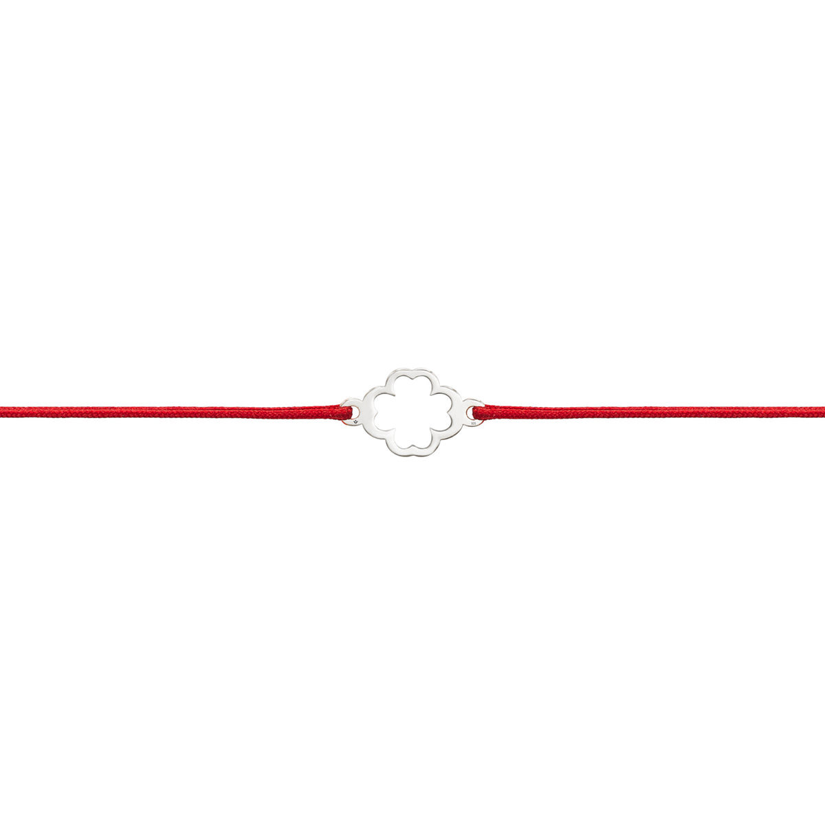 Bratara Martisor Argint 925, trifoi si snur rosu
